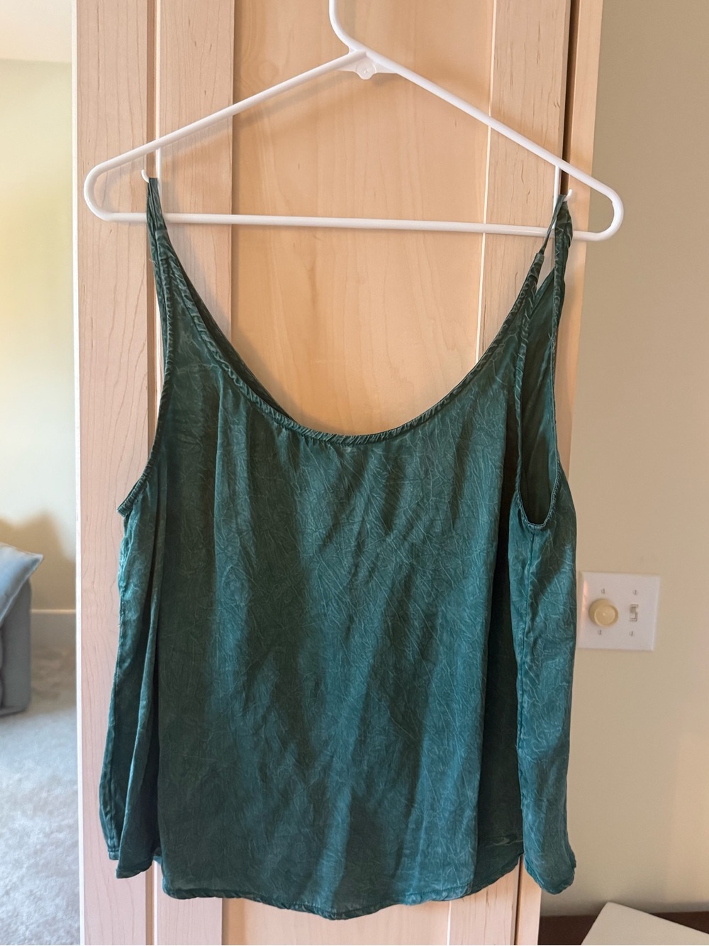 Johnny Was Emerald Green Satin Cold-Shoulder Camisole